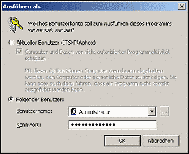 Windows XP: Ausführen als