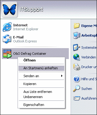 Programme an das Startmenü anheften
