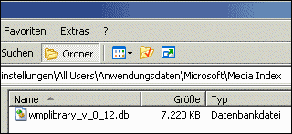 Windows Media Player Mediendatenbank